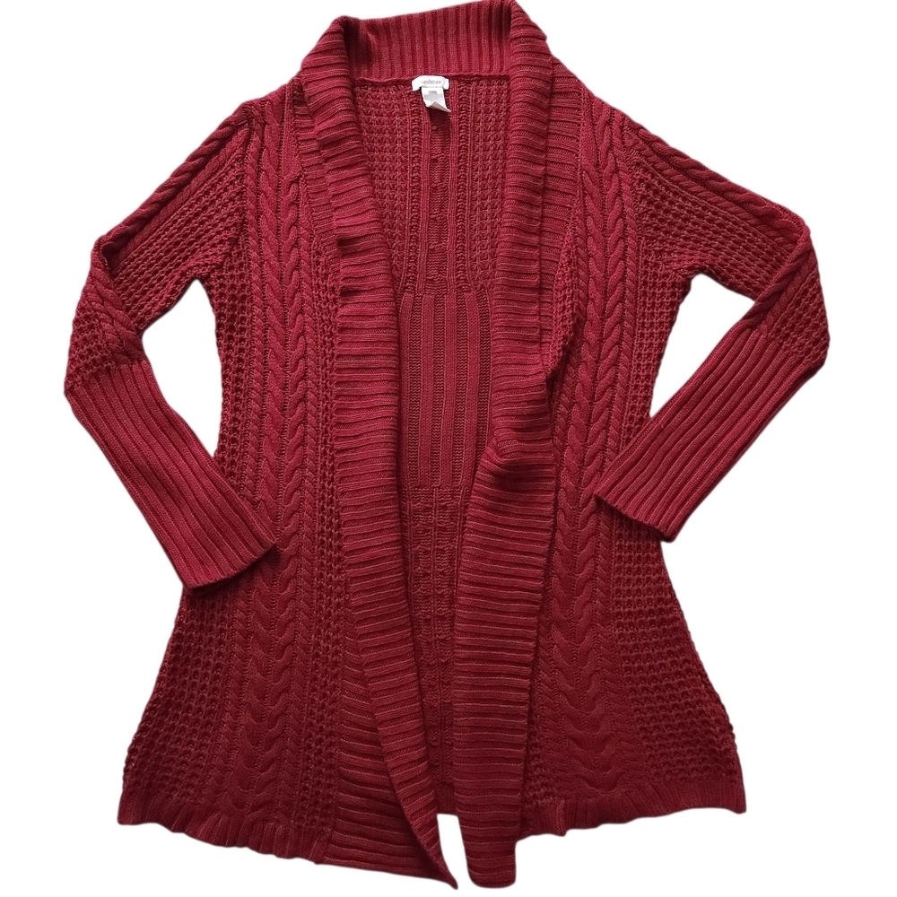 Sundance Catalog Red Cable Knit Cardigan Duster Sz M - Picture 2 of 5
